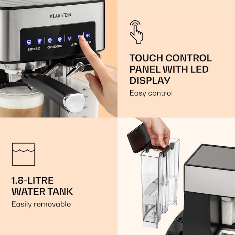 Arabica Comfort Espresso Machine 1350W 20 Bar 1.8 l Touch Control Panel Stainless Steel