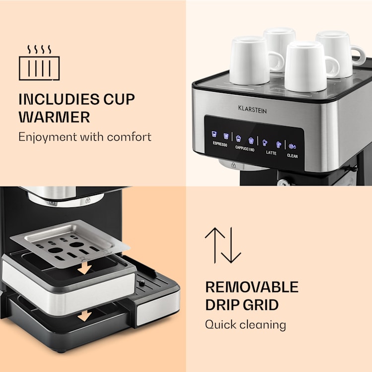 Arabica Comfort Espresso Machine 1350W 20 Bar 1.8 l Touch Control Panel Stainless Steel