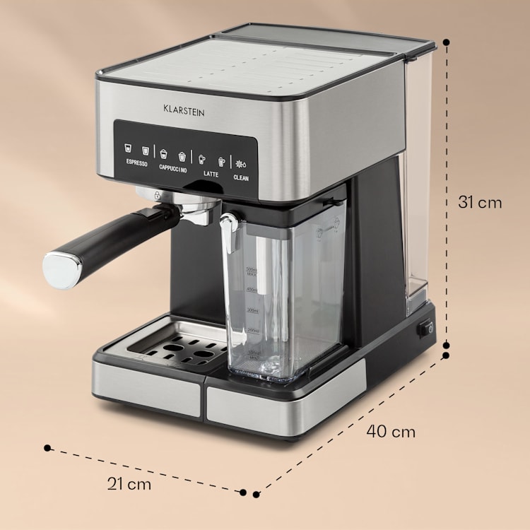 Arabica Comfort Macchina per caffè espresso, 1350W, 20 Bar, 1,8l, pannello di controllo touch in acciaio inossidabile