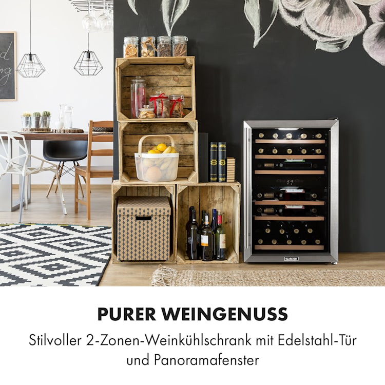 Vinamour 37 Duo Weinkühlschrank 2 Kühlzonen 112 Liter 37 Flaschen