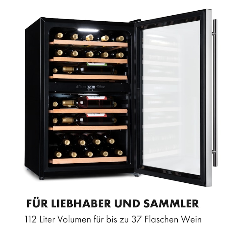 Vinamour 37 Duo Weinkühlschrank 2 Kühlzonen 112 Liter 37 Flaschen