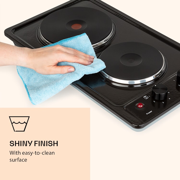 Appetito Domino, Electric Cooking Hob, 2 plates, 6 power levels, 3000 watts, stainless steel Black