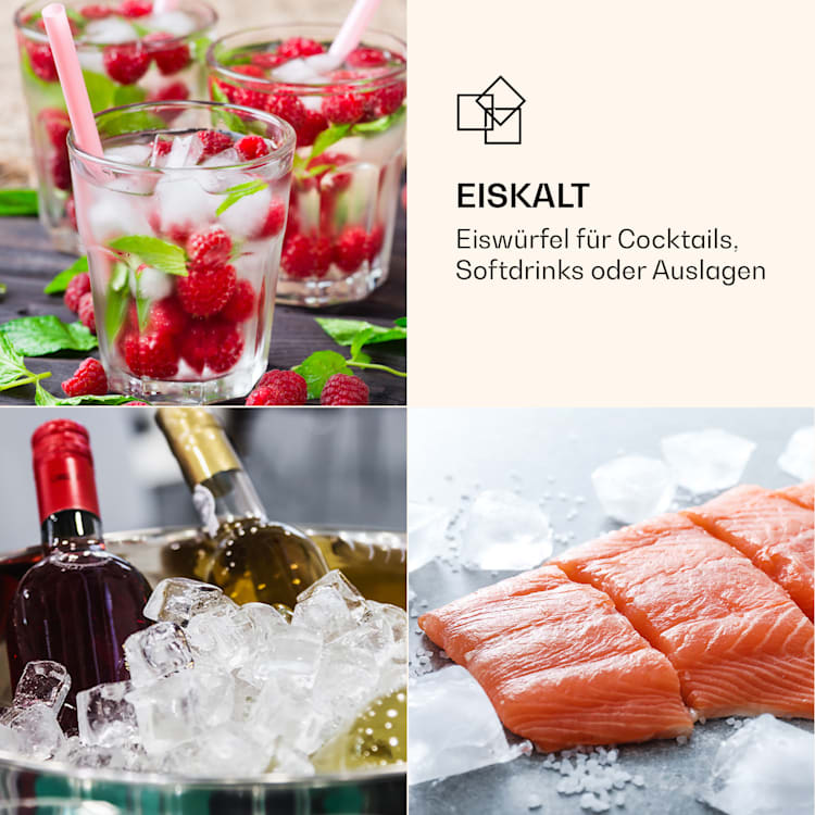 Icemeister 2G Eiswürfelmaschine 12kg/24h LC-Display Edelstahl Dunkelgrau
