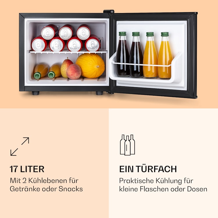 Geheimversteck Mini-Kühlschrank 2 Ebenen 17Ltr. 26dB thermoelektrisch Schwarz