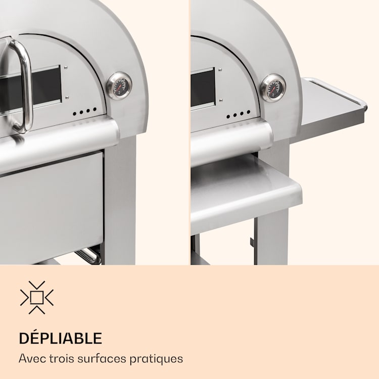 Four à pizza Diavolo Napoletana Poêle à bois acier inoxydable Argent