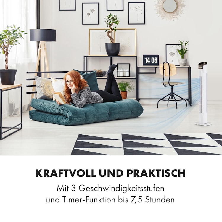 Mana Peak Säulenventilator 3 Stufen 3 Modi 50 W Weiß