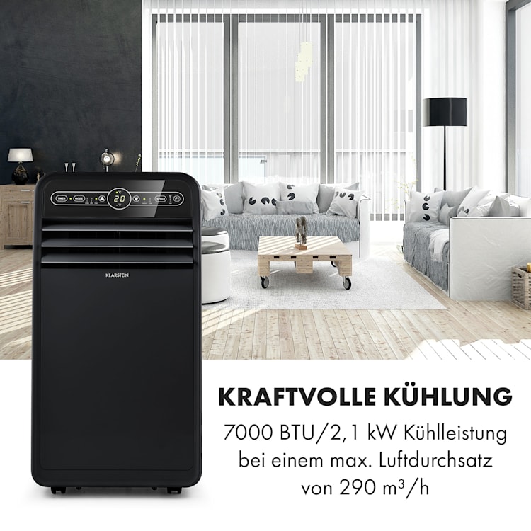 Metrobreeze New York Smart 7k mobile Klimaanlage 7000 BTU/2,1 kW EEC A Fernbedienung 7.000 BTU | Schwarz