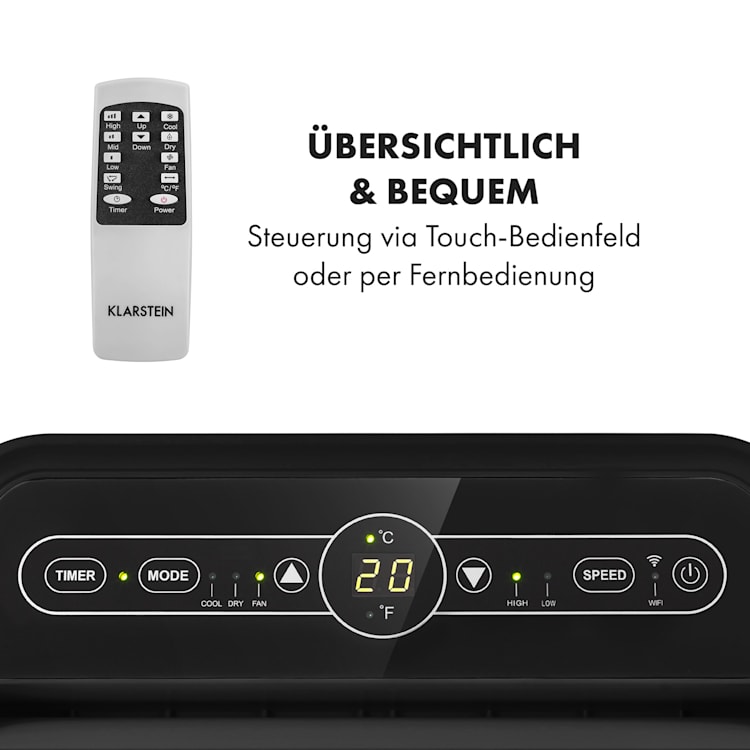 Metrobreeze New York Smart 7k mobile Klimaanlage 7000 BTU/2,1 kW EEC A Fernbedienung 7.000 BTU | Schwarz