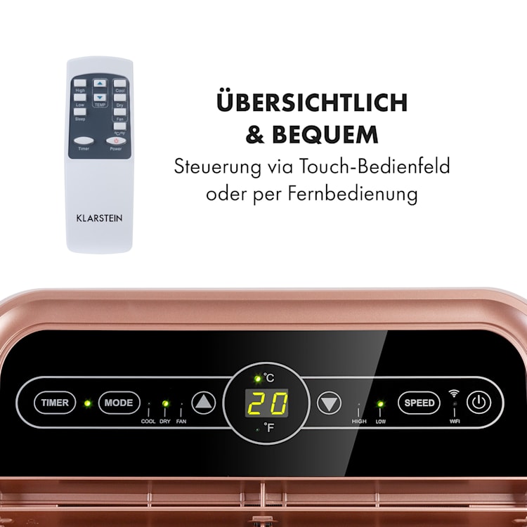 Metrobreeze New York Smart 7k mobile Klimaanlage 7000 BTU/2,1 kW EEC A Fernbedienung 7.000 BTU | Koralle