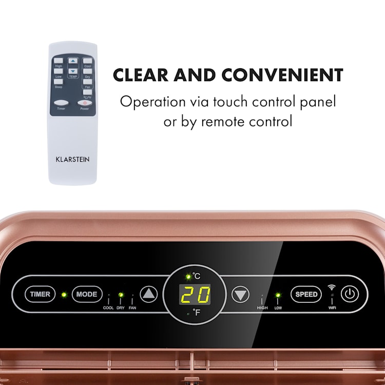 Metrobreeze New York Smart 7k, mobilní klimatizace, 7.000 BTU / 2,1 kW, energetická třída A, dálkové ovládání Coral | 7.000 BTU