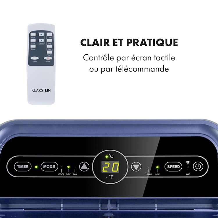 Metrobreeze New York Smart 7k mobiele airco 7000 BTU/2,1 kW EEC A afstandsbediening 7.000 BTU | blauw lila