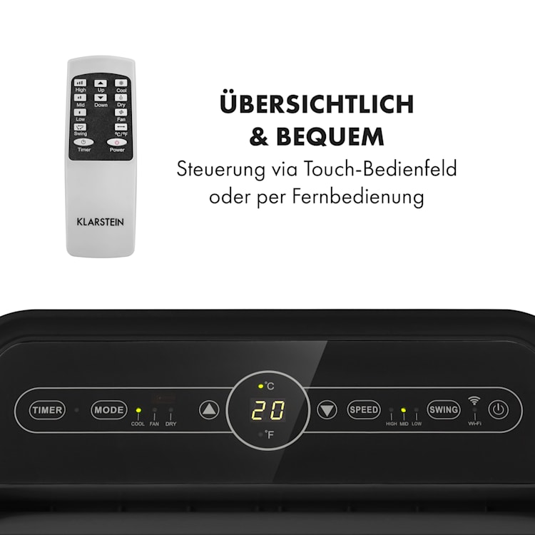 Metrobreeze New York Smart 12k mobile Klimaanlage 12000 BTU / 3,5 kW EEC A Fernbedienung 12.000 BTU | Schwarz