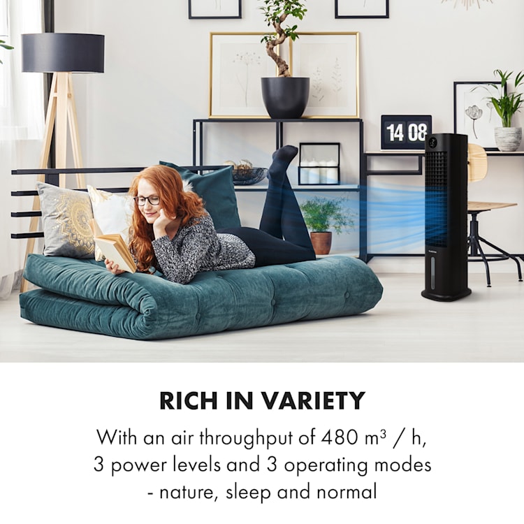 Skytower Grand Smart Luftkylare 80W 480 m³/h 8 liter mobil Svart