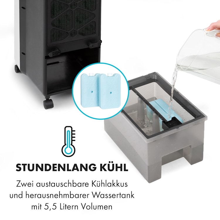Cooler Rush Ventilator Luftkühler 5,5L 45W Fernbedienung 2x Eispack Weiß