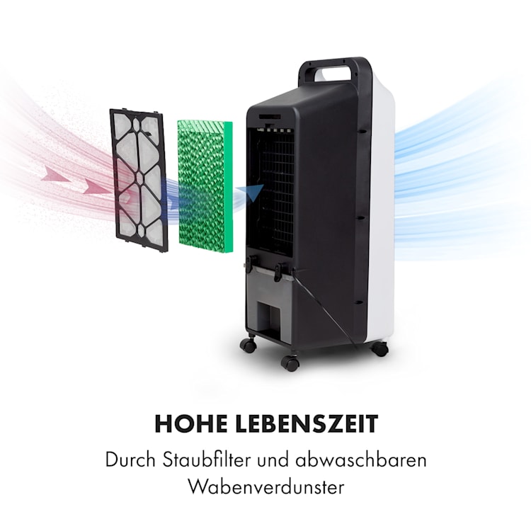 Cooler Rush Ventilator Luftkühler 5,5L 45W Fernbedienung 2x Eispack Weiß