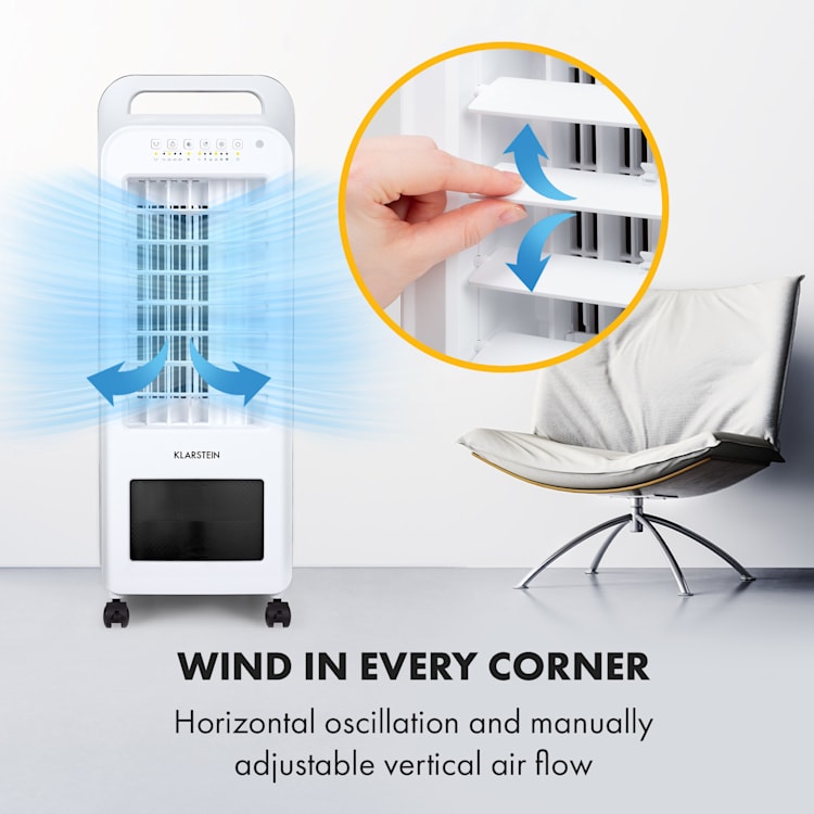 Cooler Rush, ventilator, răcitor de aer, 5,5L, 45W, telecomandă, 5 cutii de răcire Alb