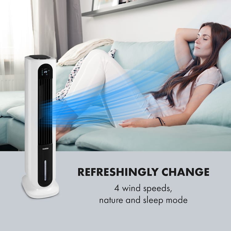 Polar Tower Smart, ventilator, răcitor de aer, 7L, 85W, telecomandă, 5 cutii de răcire Alb