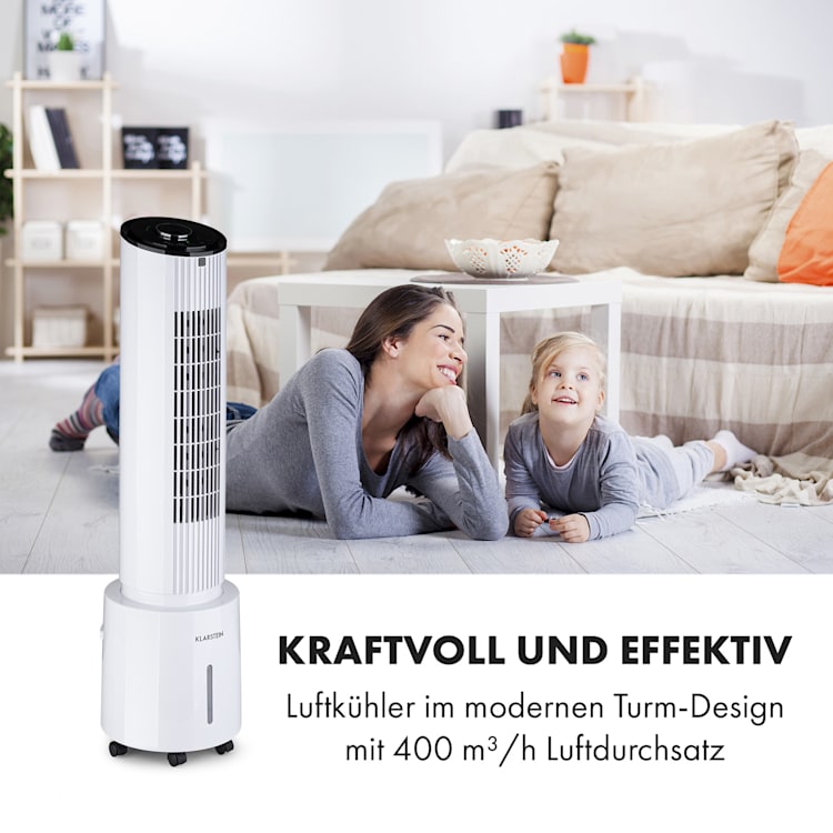 Waterfall Luftkühler 45 W 4 Liter 2 Kühlakkus mobil Weiß
