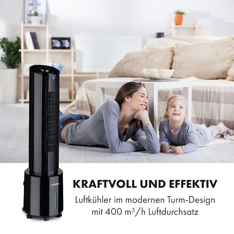 Waterfall Luftkühler 45 W 4 Liter 2 Kühlakkus mobil Schwarz