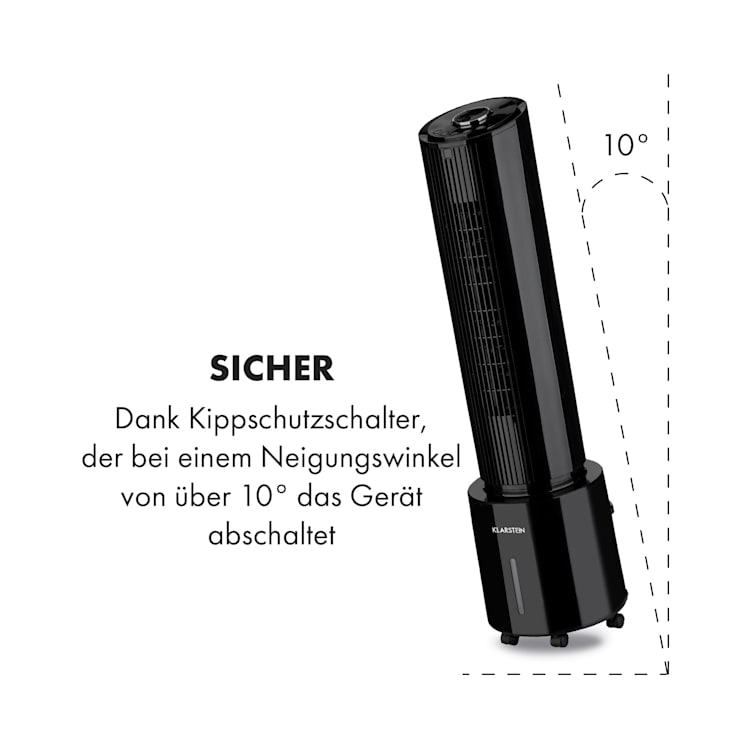 Waterfall Luftkühler 45 W 4 Liter 2 Kühlakkus mobil Schwarz