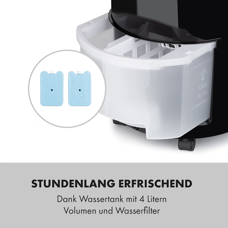 Waterfall Luftkühler 45 W 4 Liter 2 Kühlakkus mobil Schwarz