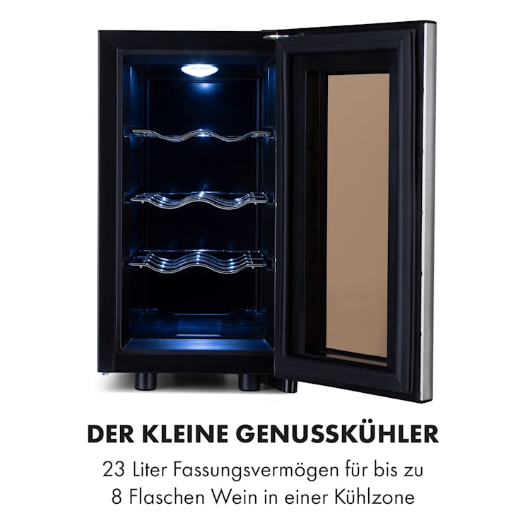 Reserva 8 Slim Uno Weinkühlschrank 8 Flaschen 23 Liter Edelstahl