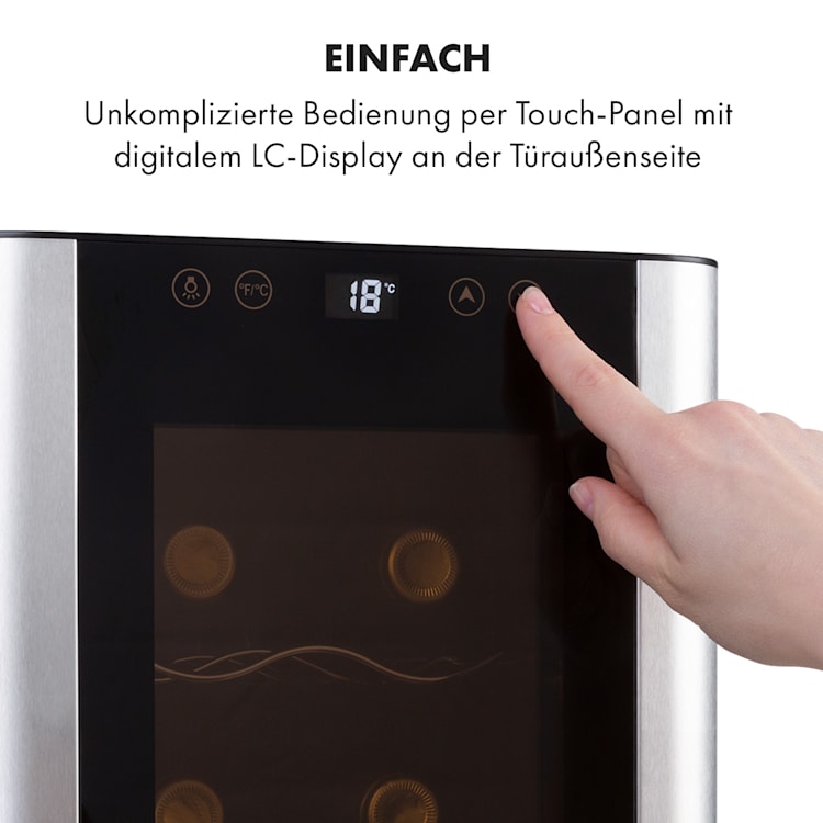 Reserva 8 Slim Uno Weinkühlschrank 8 Flaschen 23 Liter Edelstahl