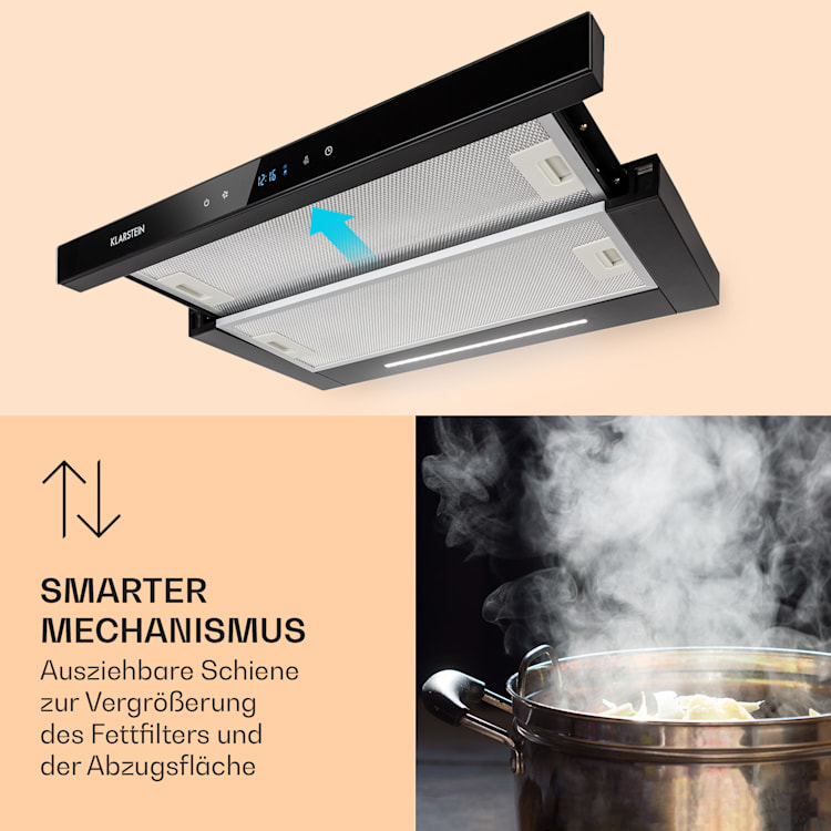 Mariana Neo 60 Flachschirmhaube 60cm 640 m³/h Abluft LED Schwarz