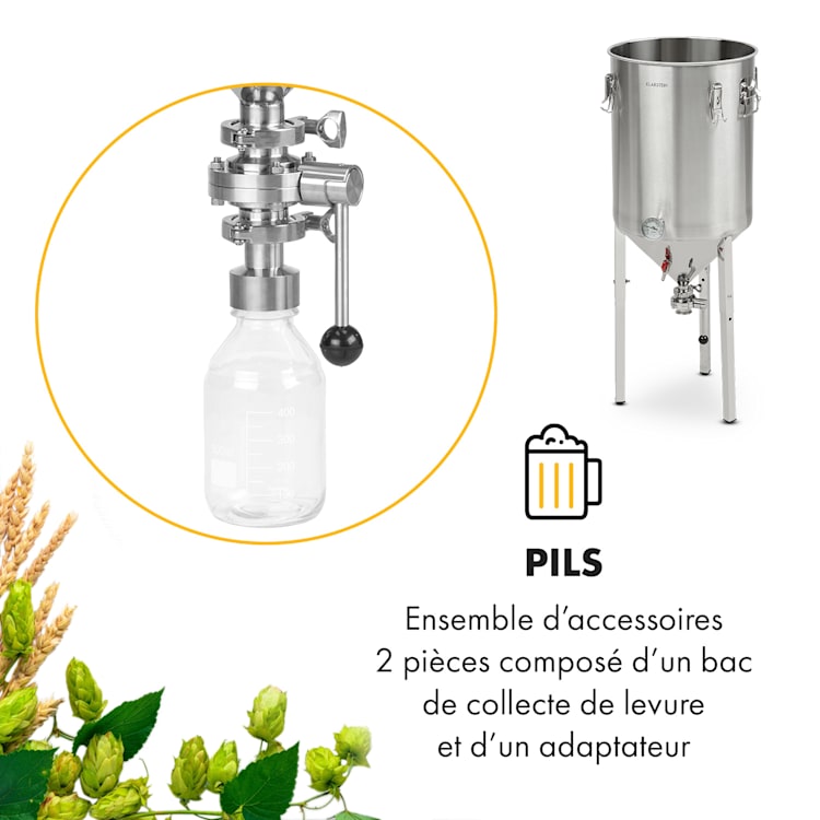 Gärkeller Pro XL Conteneur de collecte de levure Adaptateur Accessoires Verre Acier inoxydable