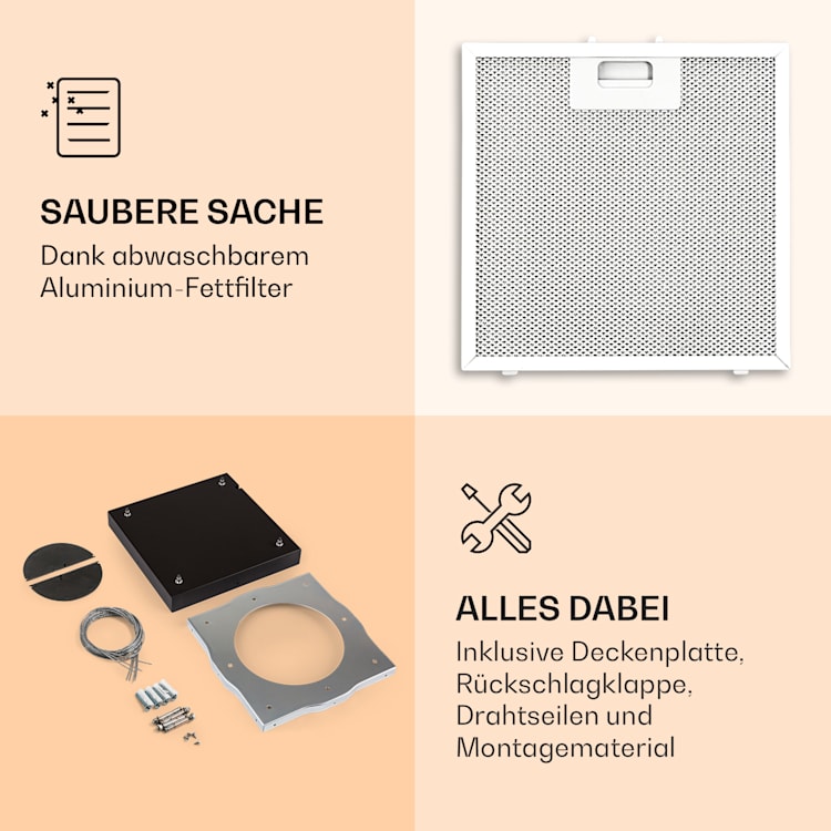 Kronleuchter Inselabzugshaube 596m³/h LED-Panel EEK A Schwarz