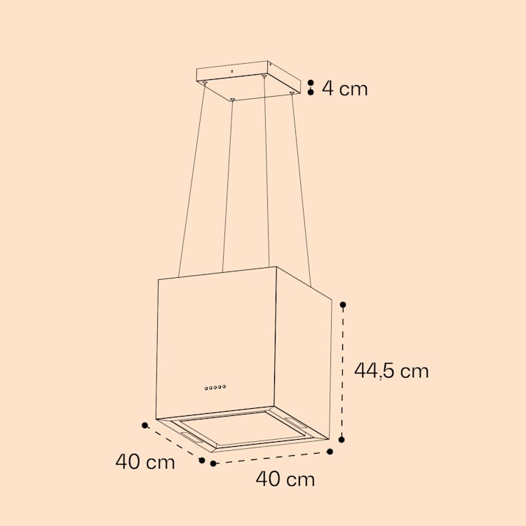 Hotte îlot lustre 596m³/h Panneau LED EEK A Blanc