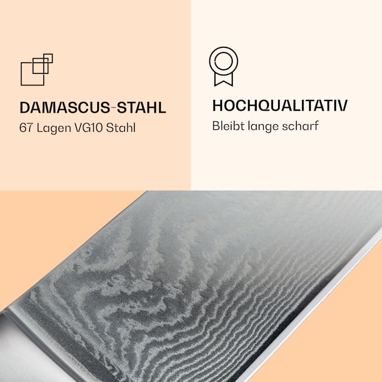 Kishiko Messerset Damaszener-Stahl 3-teilig extra scharf Griffe aus Rosenholz