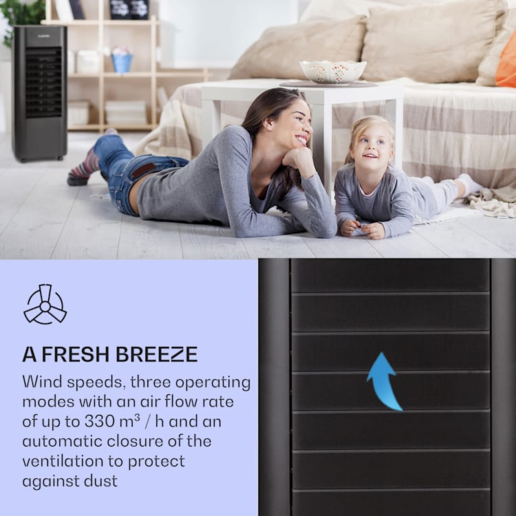 IceWind Max, răcitor de aer 3-în-1, 330 m³ / h 60W, oscilație, 6 litri, temporizator, telecomandă Negru