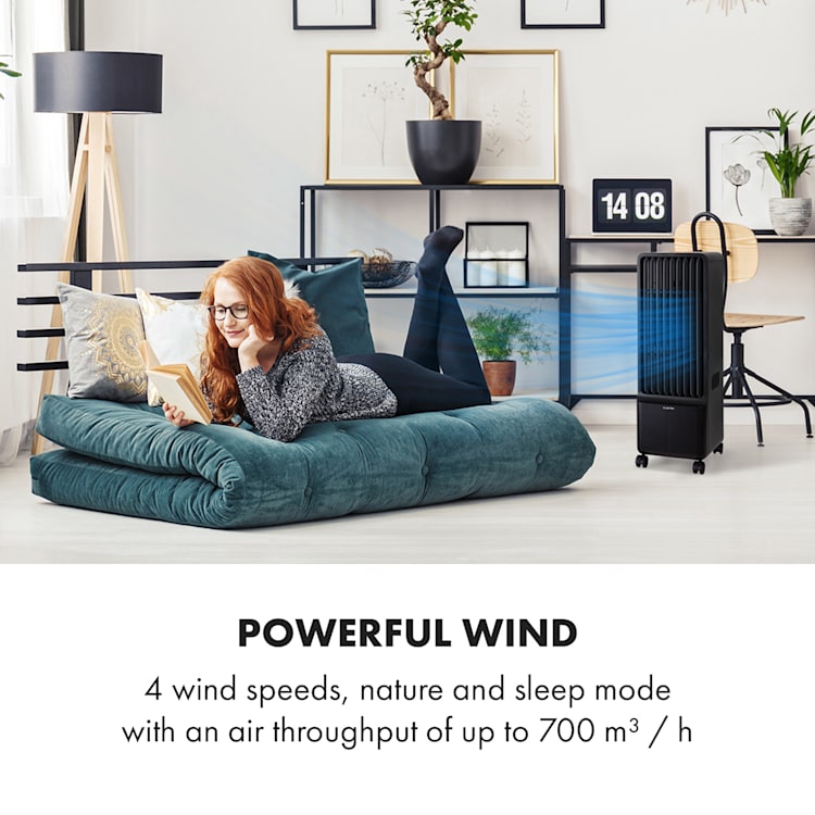 Maxflow Smart, răcitor de aer 3 în 1, ventilator, umidificator, 5 l, WiFi, telecomandă, 2 x pastile de răcire Negru