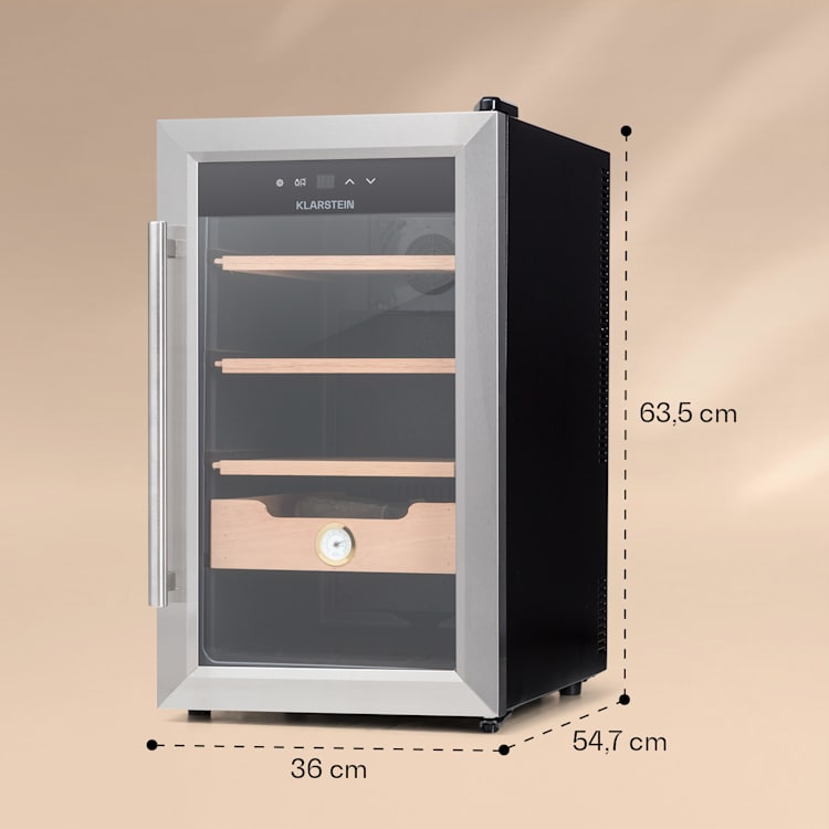 Klarstein El Presidente 48 Cigarrhumidor 48l 3 insatser 1 fack cederträ Silver