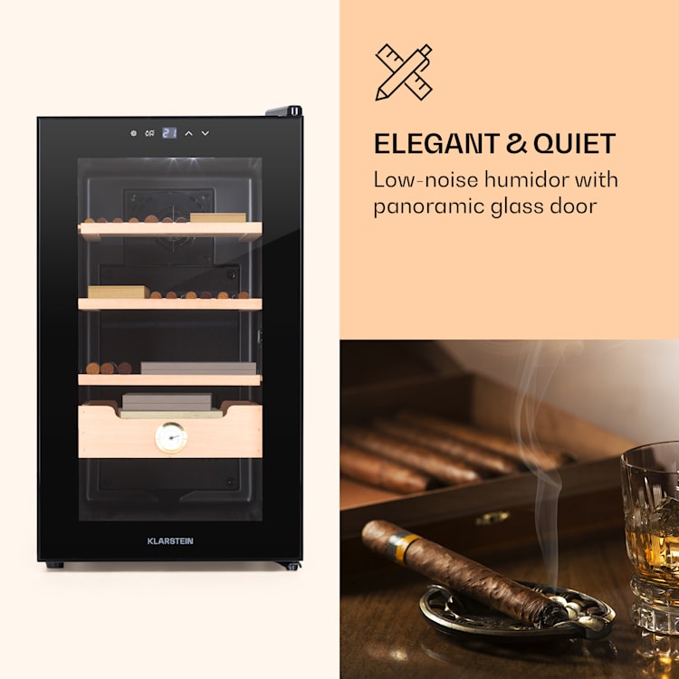 Klarstein El Presidente 48 Cigarrhumidor 48l 3 insatser 1 fack cederträ Svart