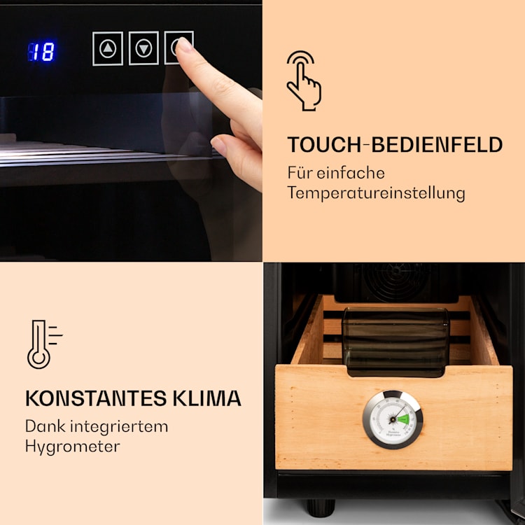 El Presidente 23 Humidor 45 W Touch Buchenholz 23L LED Schwarz