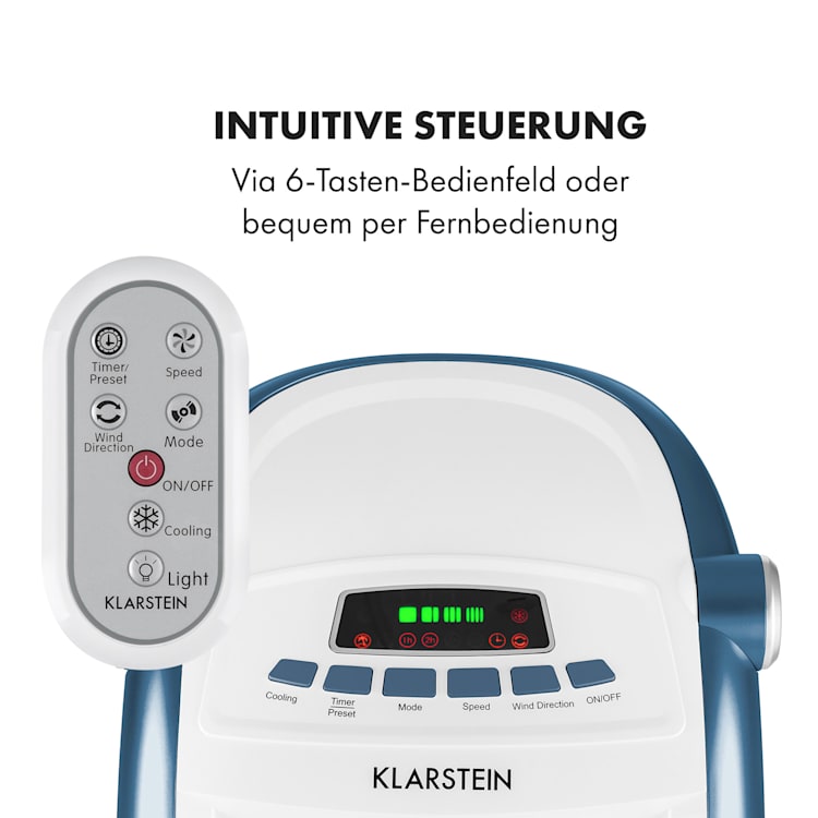 Maxfresh Ocean Ventilator Luftkühler 6L 65W Fernbedienung 2x Eispack Weiß / blau