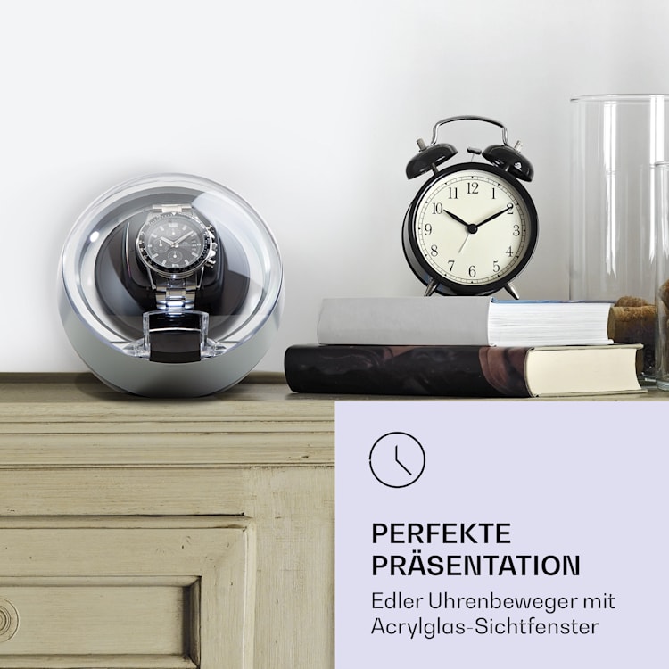 St. Gallen ll Premium Uhrenbeweger 4 Geschwindigkeiten 3 Rotationsmodi Silber