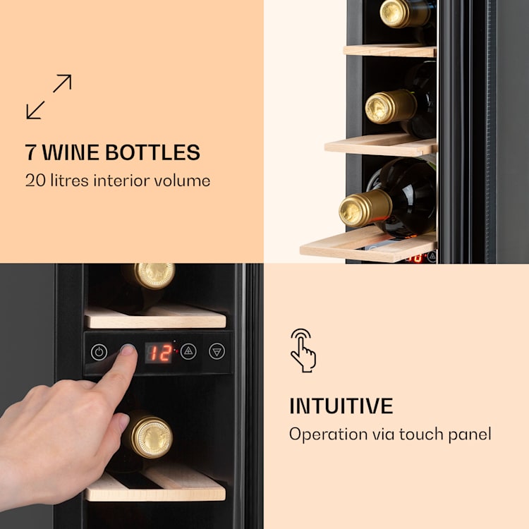 Vinovilla 7 Built-in Uno Onyx Cave à vin encastrable verre noir inox Noir