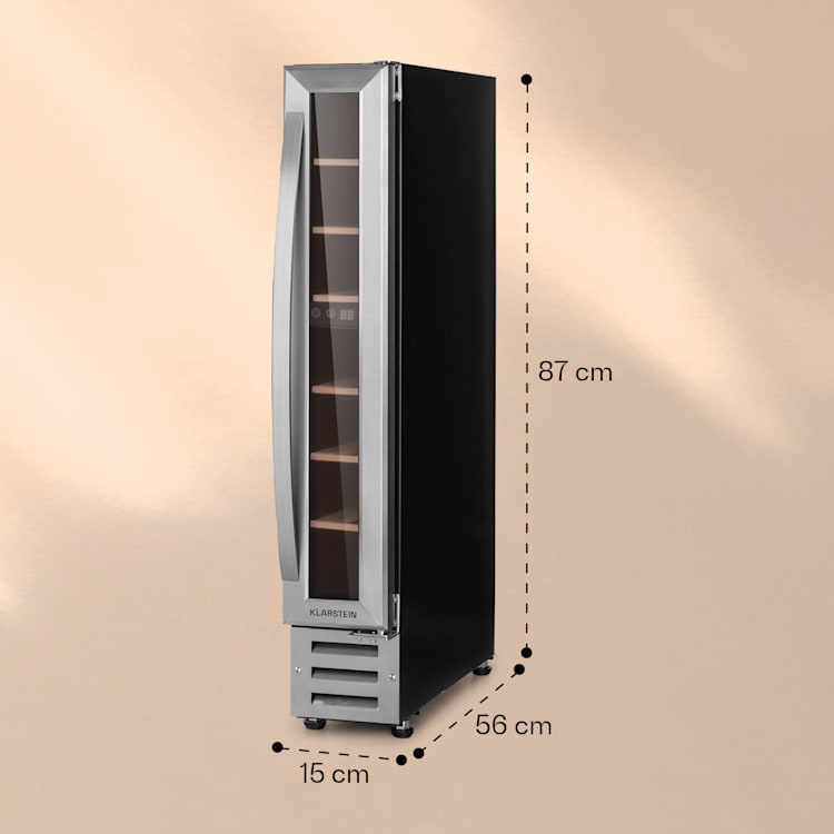 Vinovilla 7 Built-in Uno Einbau-Weinkühlschrank Glas Edelstahl Silber