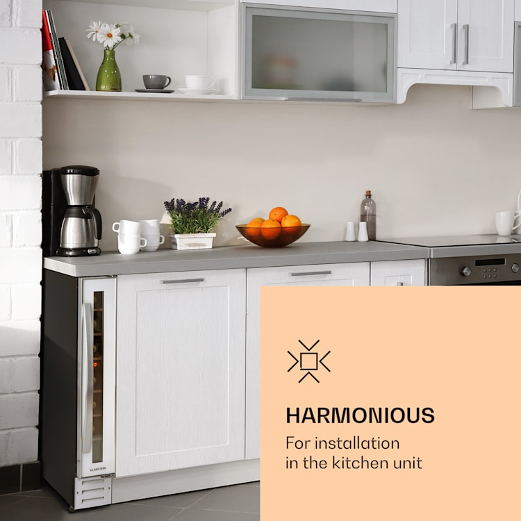 Vinovilla 7, built-in, Uno Quartz, beépített borhűtő, fehér üveg, rozsdamentes acél Fehér