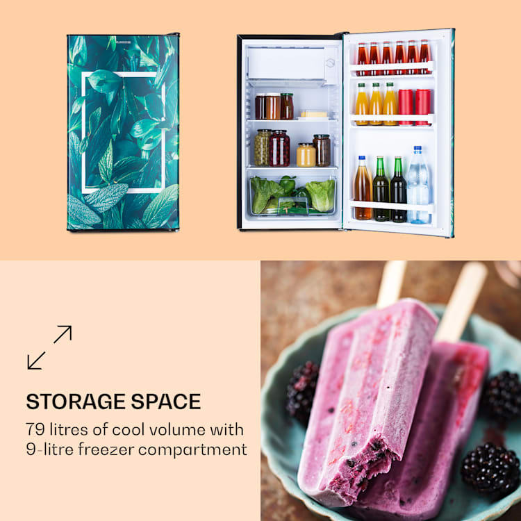 CoolArt, 79L, combinație de frigider cu congelator, EEK F, congelator 9l, ușă de design Forest