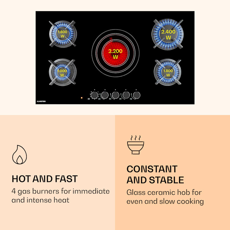 MultiChef 5 combi gas hob gas/glass ceramic 5 zones 5