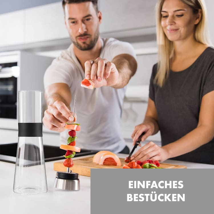 Glaswerk Sile Karaffe 1 Liter Borosilikatglas Fruchtspieß mit Stopper 1 Ltr