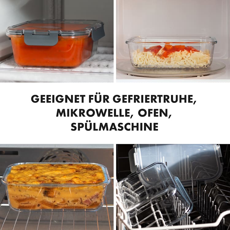 Glaswerk Hopewell Frischhaltedosen 3er Set 1040 ml Borosilikatglas Deckel Tasche