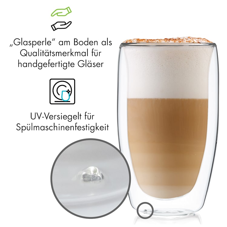 Glaswerk Carajillo doppelwandige Thermogläser 450 ml handgemacht Borosilikatglas