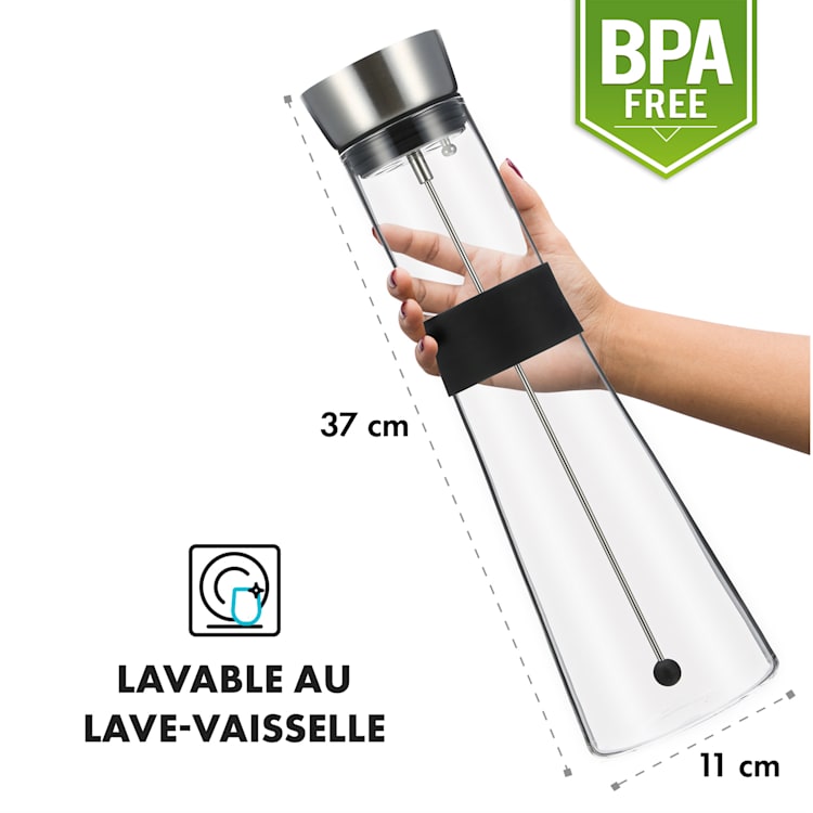 Carafe Sile 1,6 litre en verre borosilicate brochette à fruits avec fermeture CloseUp 1,6 Ltr