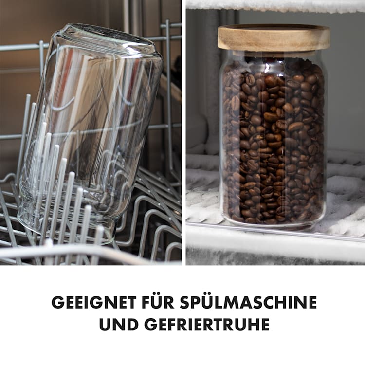 Glaswerk Lovage Vorratsgläser 0,75 1,1 1,5 l 3er Set Borosilikatglas Akazienholzdeckel Silikon