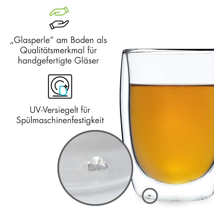 Glaswerk Jesolo doppelwandige Thermogläser 350 ml handgemacht Borosilikatglas 4er-Set